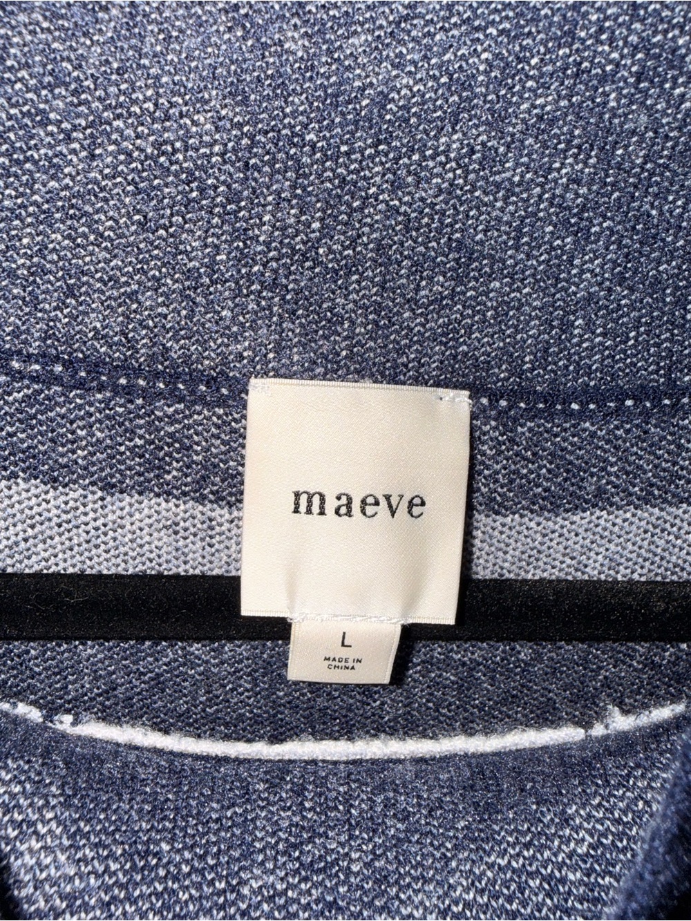 Maeve Carys Short Sleeve Navy and White Striped Sweater - Size L - Picture 3 of 3